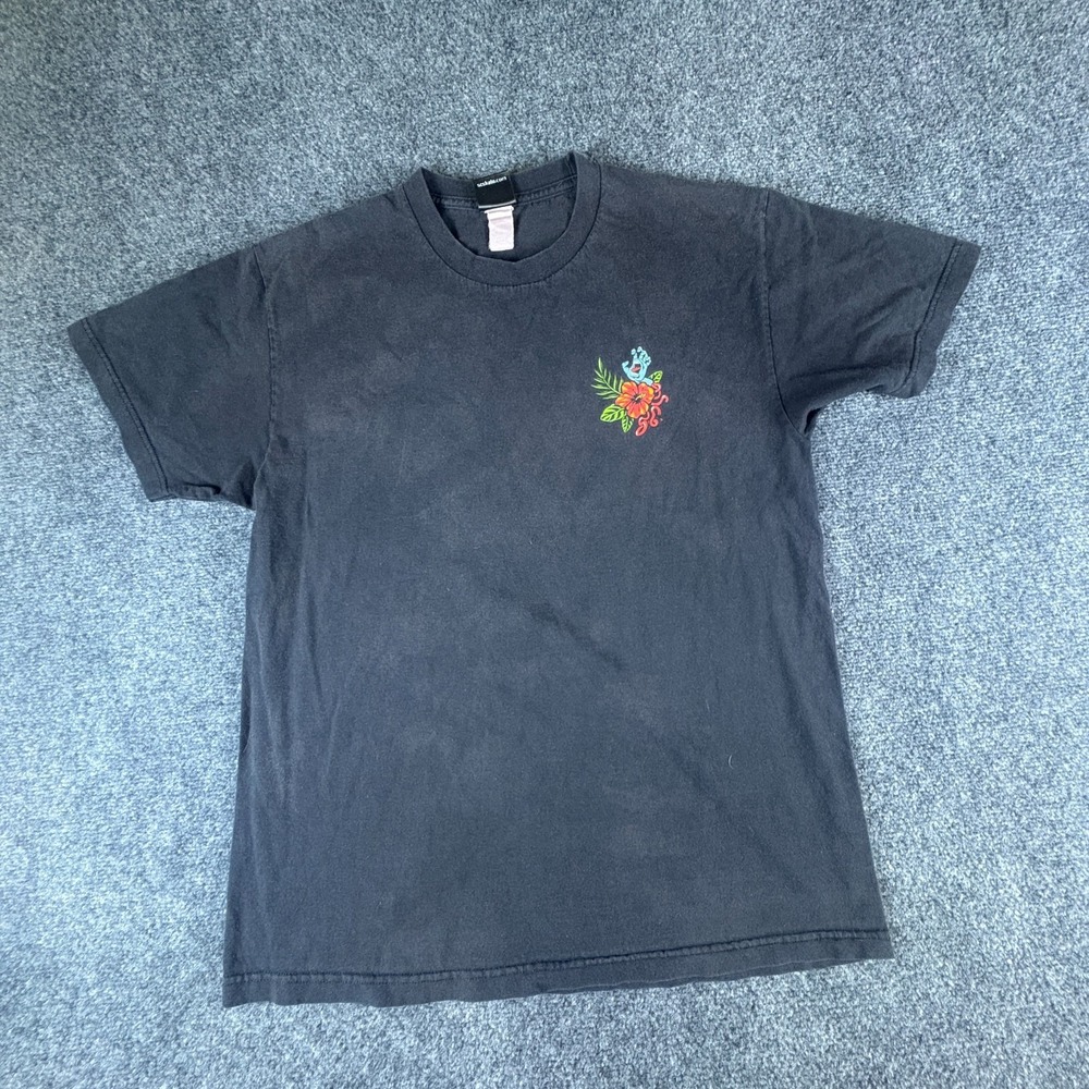 Santa Cruz T-Shirt Mens L Black Logo Floral Graphic Crew Neck Short Sleeve READ